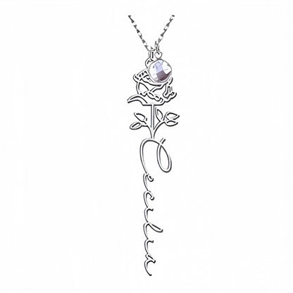 Customize Your Own Floral Name Necklace with Birthstone