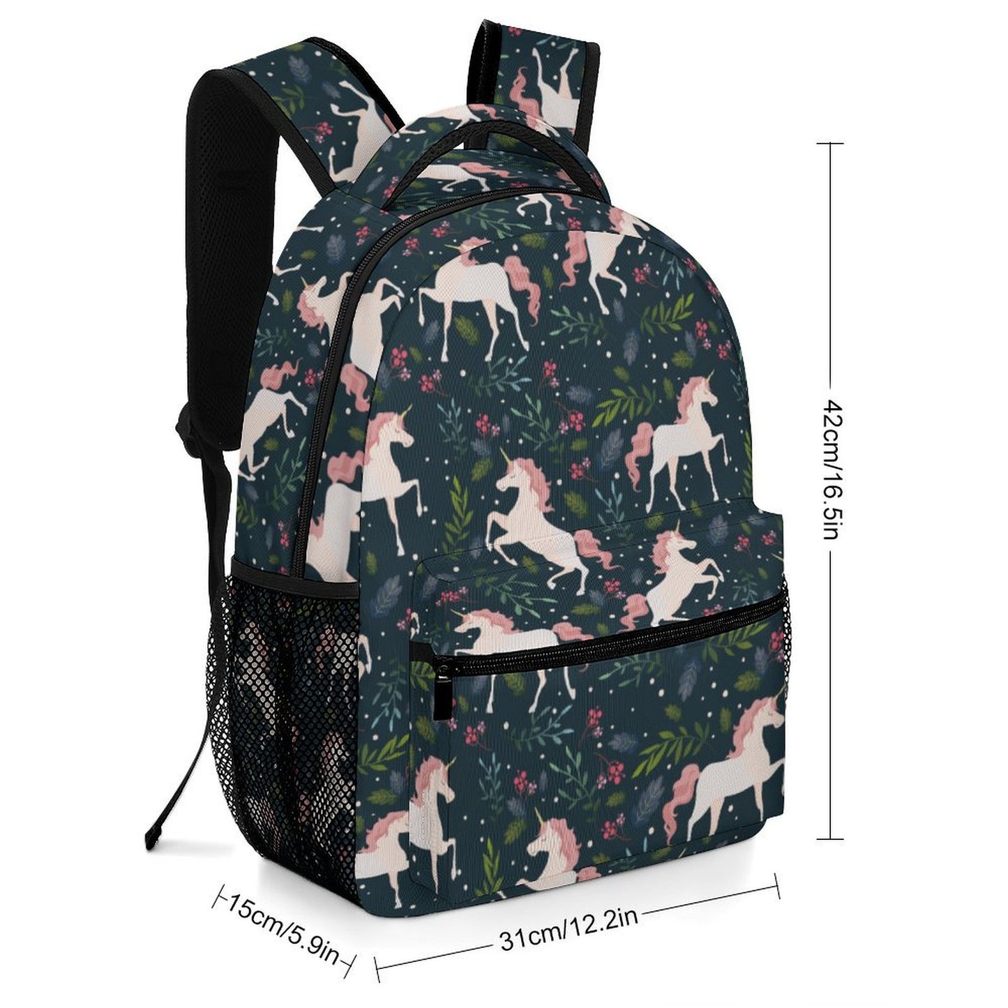 Size chart for Personalized Kids Bookbag and Custom School Bag.