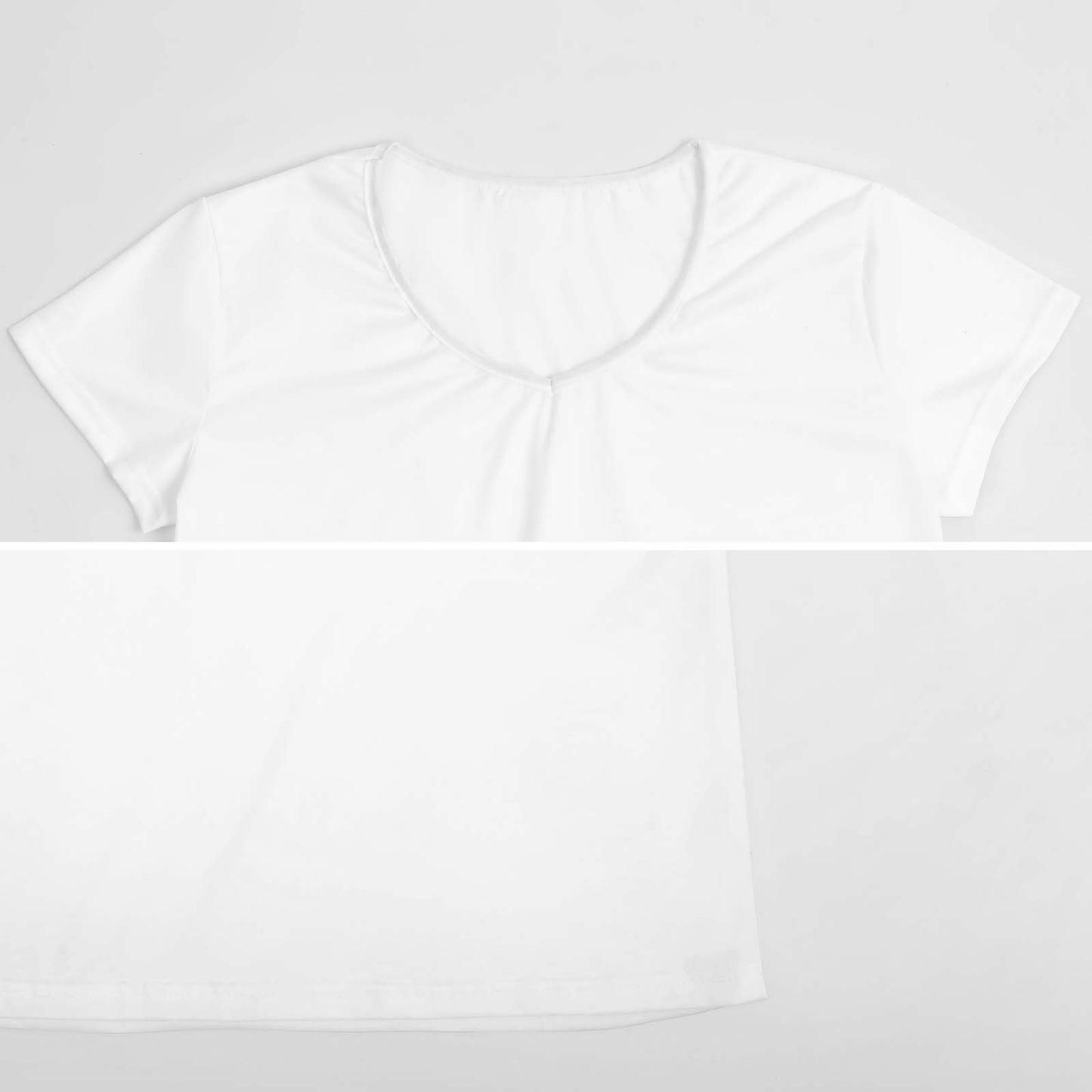 Personalized Loose Fit V Neck Tees showing soft fabric and collar stitching.