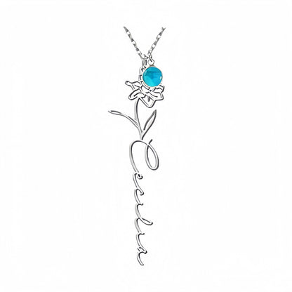 Customize Your Own Floral Name Necklace with Birthstone