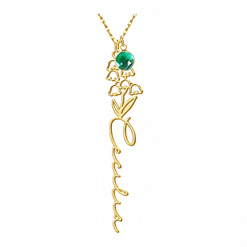 Customize Your Own Floral Name Necklace with Birthstone