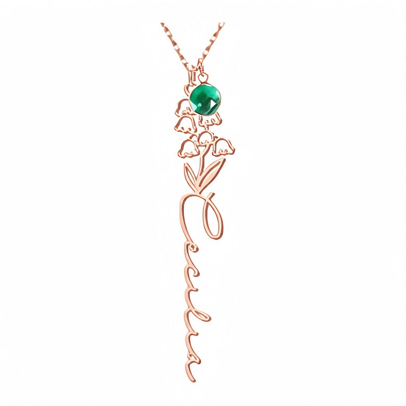 Customize Your Own Floral Name Necklace with Birthstone