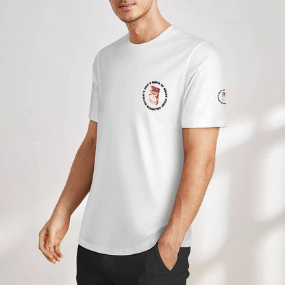 print-model	Personalized Crewneck Tee Sleeve Print Detail Model Side View.