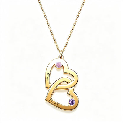 Mom child heart necklace front view