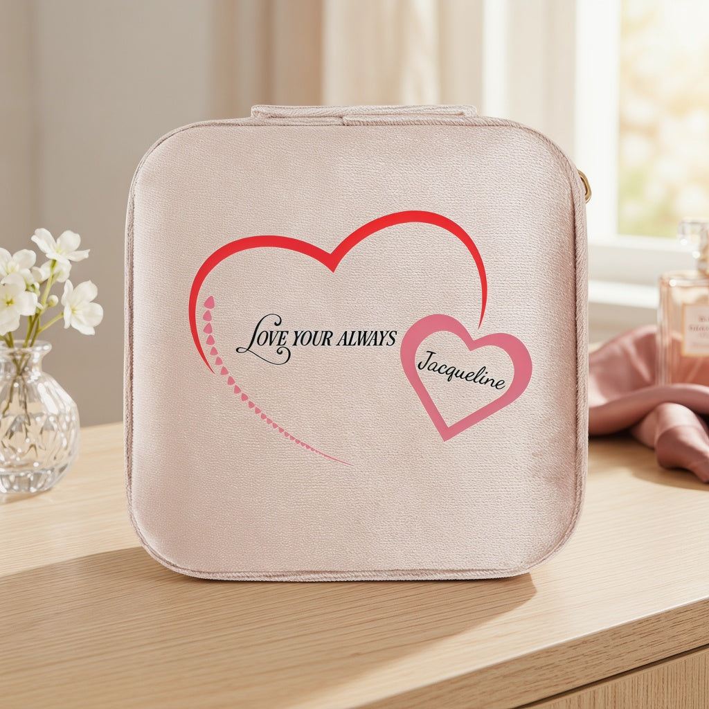 Personalized Mom heart design velvet jewelry box