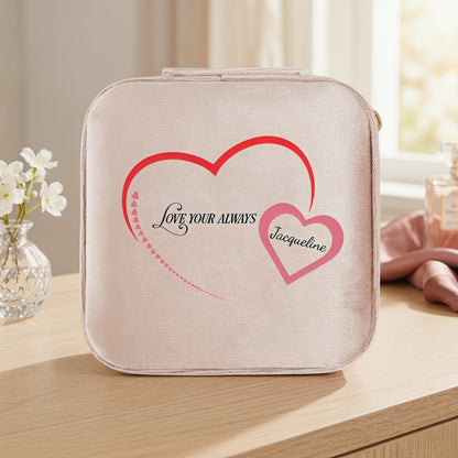Personalized Mom heart design velvet jewelry box