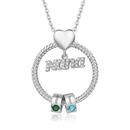 Personalized Mom Necklace with 1-5 Names and Birthstones for Mothers