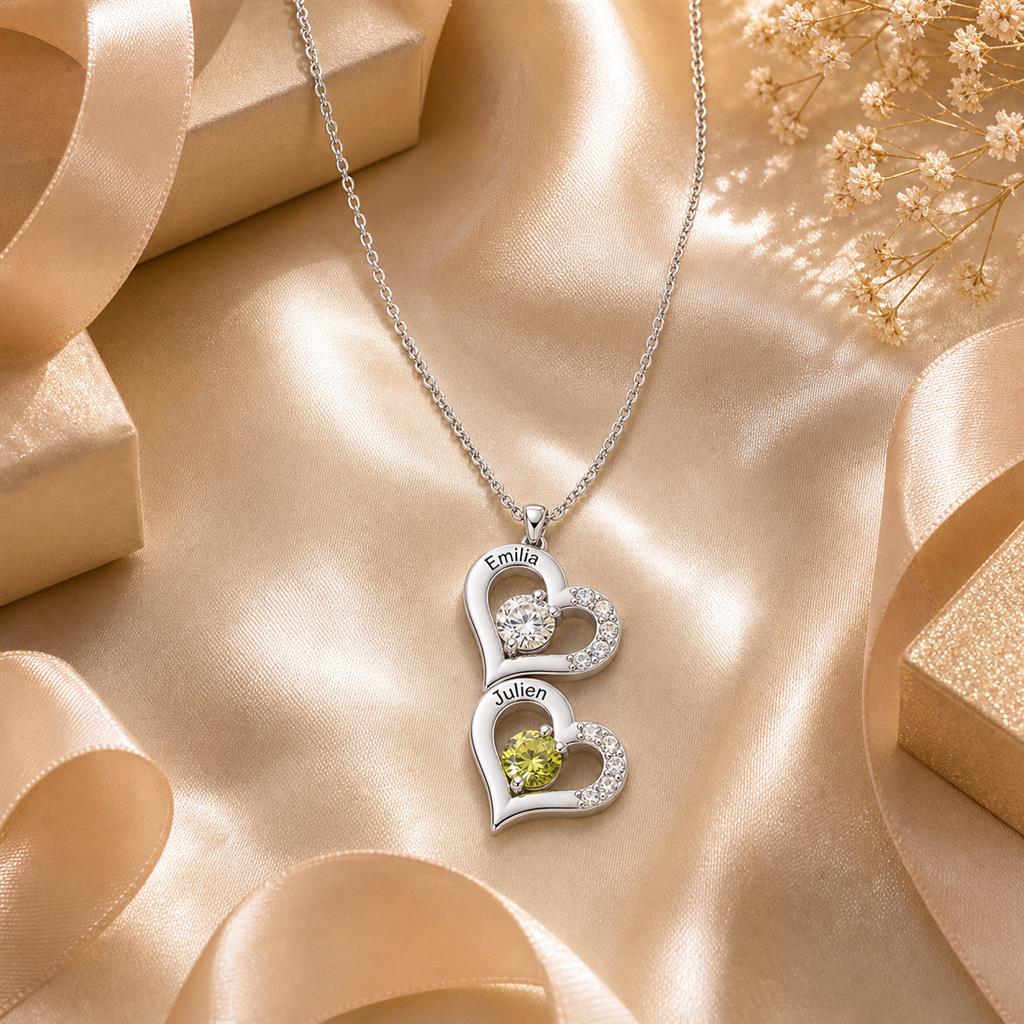 Mother child necklace in a gift scene