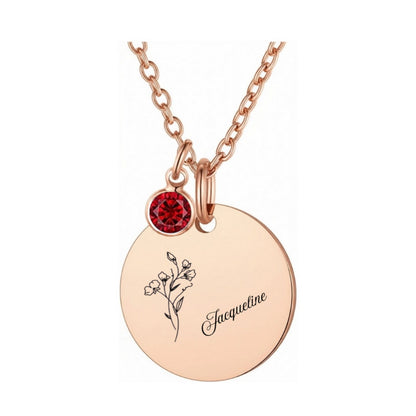 Custom Birth Month Flower Necklace with Name, Personalized Oval Floral Pendant, 925 Sterling Silver Botanical Jewelry, Mother's Day Gift for Mom Grandma Nana