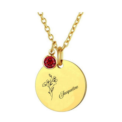 Custom Birth Month Flower Necklace with Name, Personalized Oval Floral Pendant, 925 Sterling Silver Botanical Jewelry, Mother's Day Gift for Mom Grandma Nana