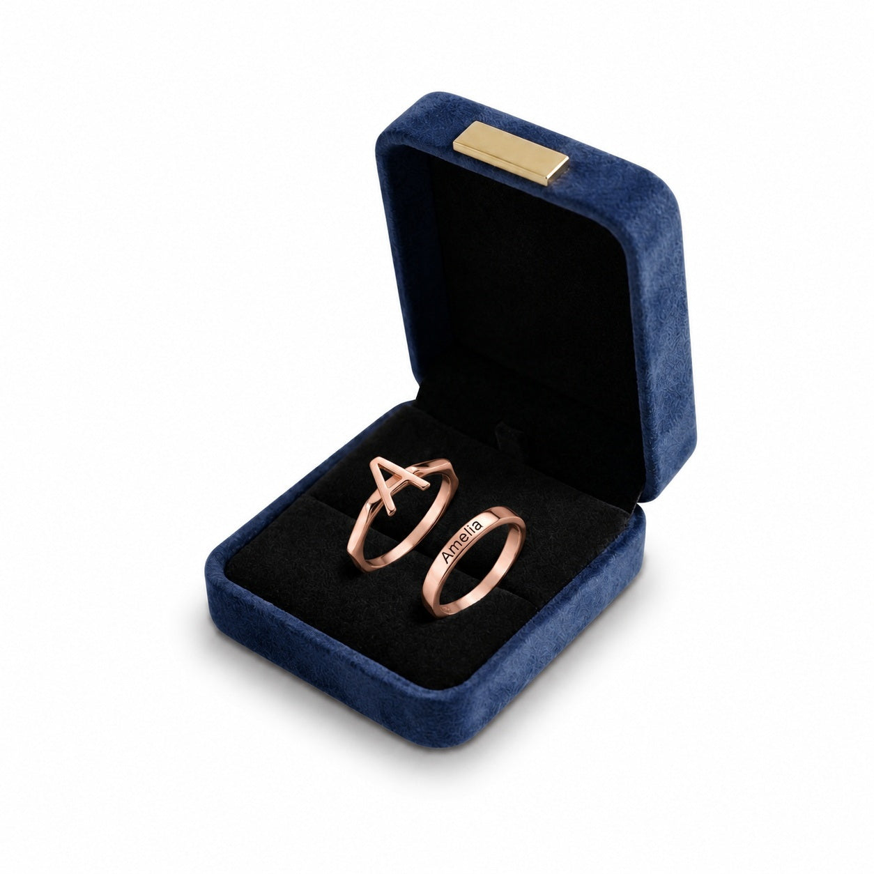 Custom personalized-name-initial-ring gift box presentation