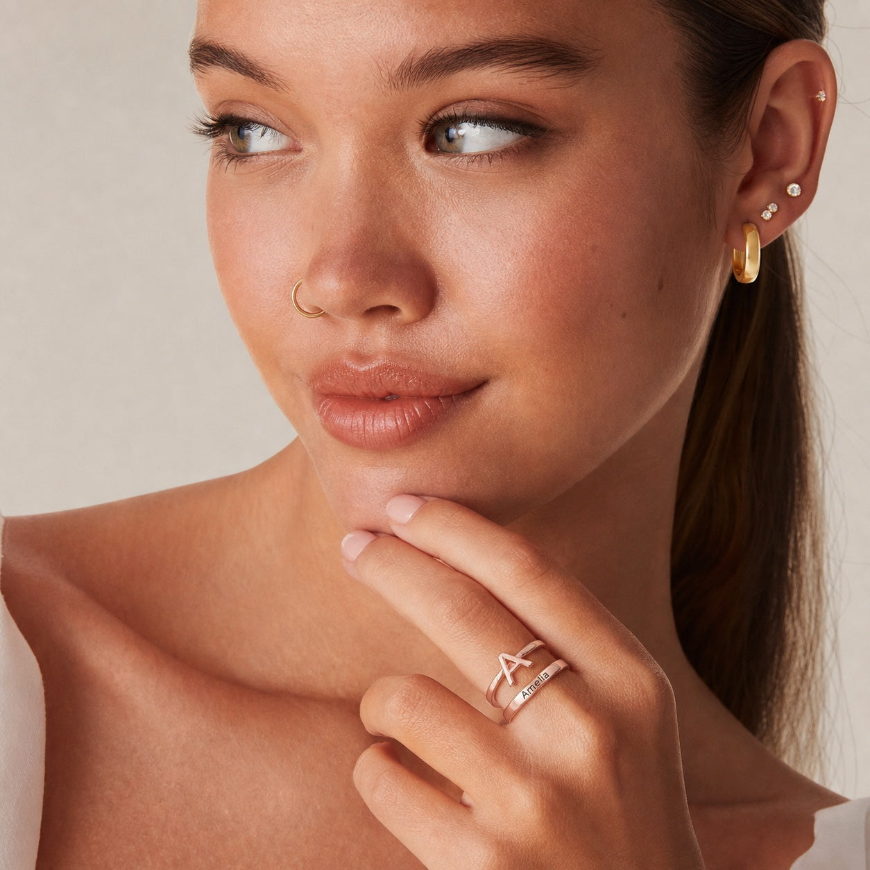 Personalized personalized-name-initial-ring worn as everyday