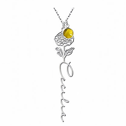 Customize Your Own Floral Name Necklace with Birthstone