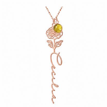 Customize Your Own Floral Name Necklace with Birthstone