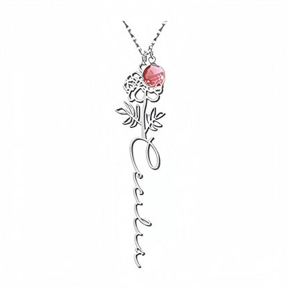 Customize Your Own Floral Name Necklace with Birthstone