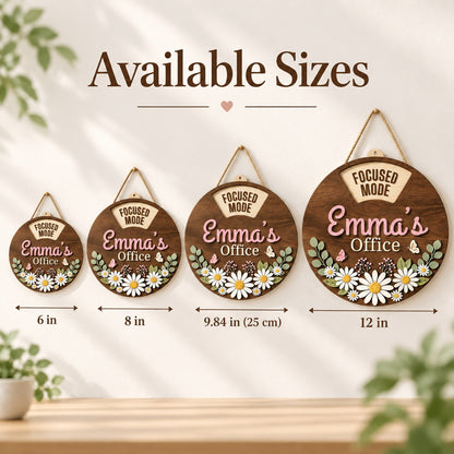 Floral office door sign size options: 6 in, 8 in, 9.84 in and 12 in