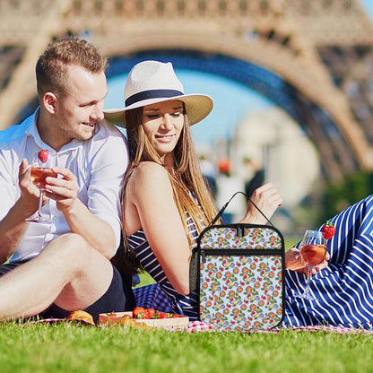 Personalized Picnic Cooler Bag used by a couple enjoying outdoor dining in Paris.