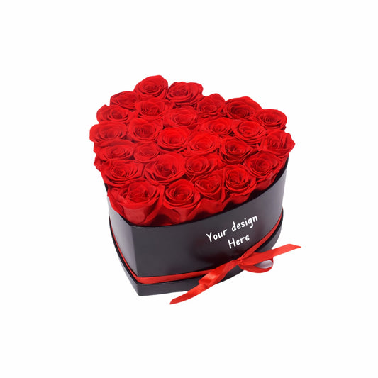 Red Preserved Roses Heart Box, Personalized Your Design, Valentines Day Gifts