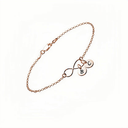 Custom Infinity Initial Bracelet, 925 Sterling Silver, Gift for Women & Girls