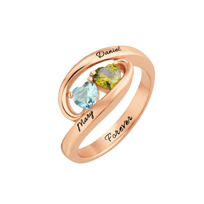 Personalized Birthstone Name Ring - Custom Engraved Forever Love Jewelry for Women