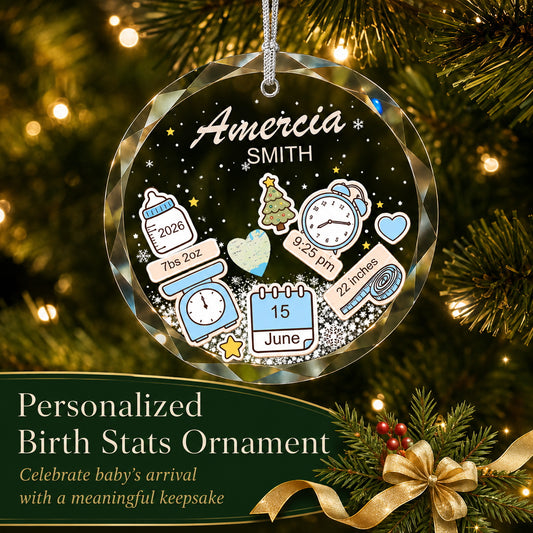 Personalized Baby Name & Initial Christmas Glass Ornament material and finish view