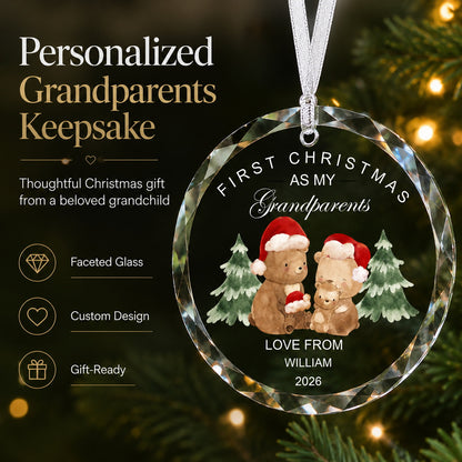 Personalized First Christmas as My Grandparents Glass Ornament gift-ready presentation