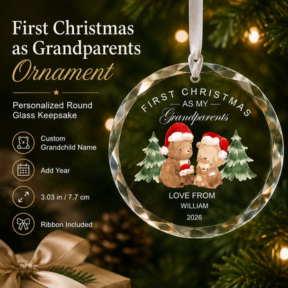 Personalized First Christmas as My Grandparents Glass Ornament Christmas tree display