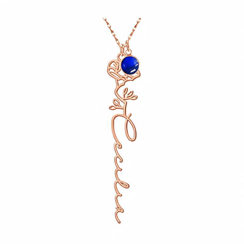Customize Your Own Floral Name Necklace with Birthstone