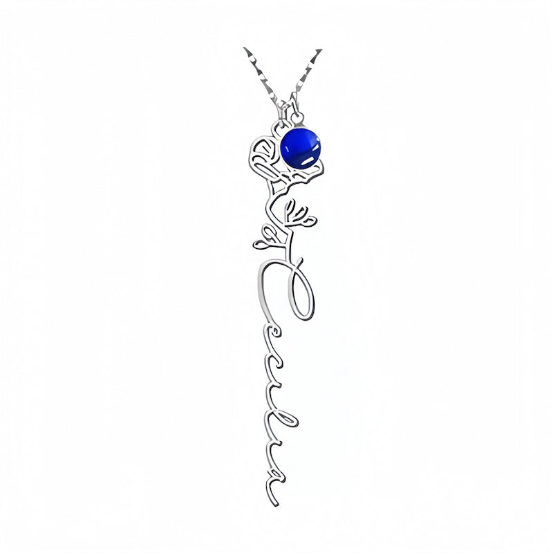 Customize Your Own Floral Name Necklace with Birthstone