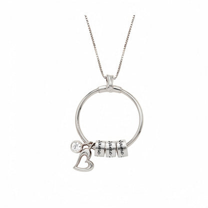 Custom Family Name Necklace,Engraved Stacking Beads in Sterling Silver,Gift for Mom