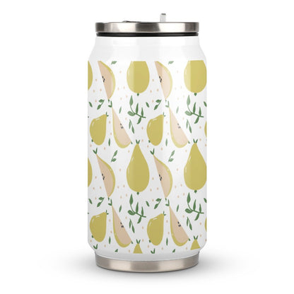 Personalized Stainless Steel Travel Mug With Straw And Custom Print.