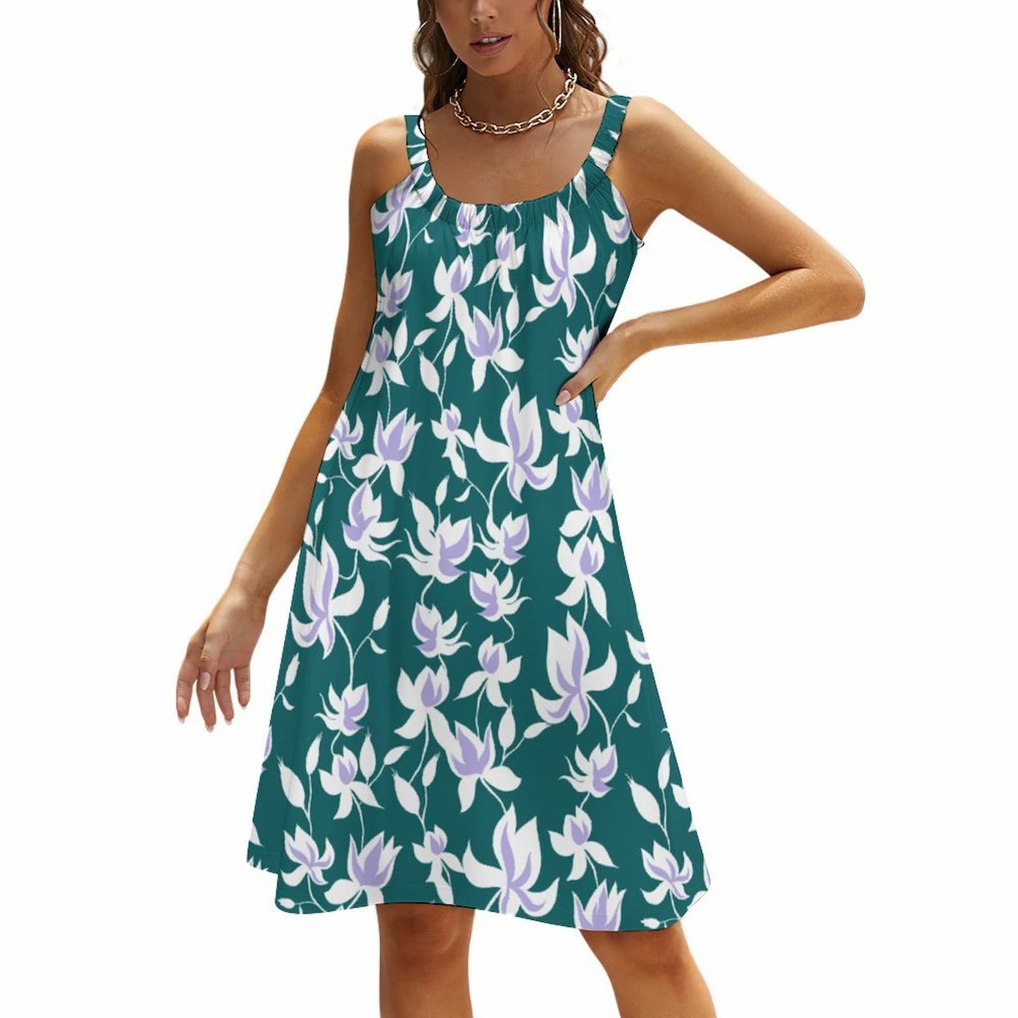 Personalized Summer Tank Dress. Custom print, sleeveless knee length for a casual, loose fit.