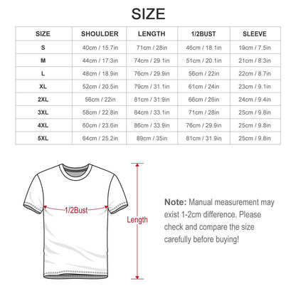 Personalized T-Shirt Men with Custom Design Size Chart.