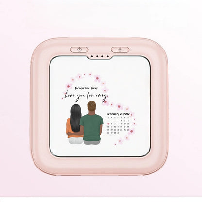 Personalized anniversary power bank with a special date.