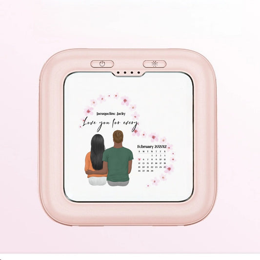 Personalized anniversary power bank with a special date.
