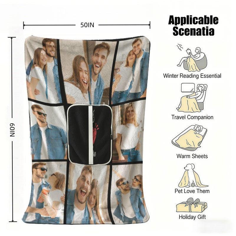 I Love You Gifts for Couple, Custom 2-in-1 Foldable Pillow and Blanket with Photos,Valentines Gifts for Wife