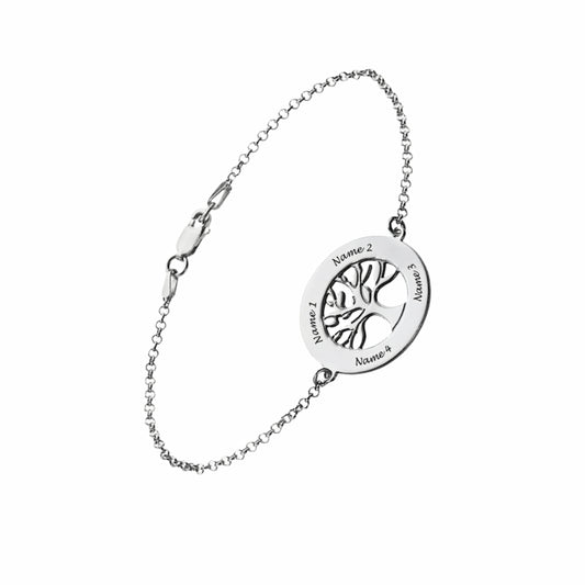 Bracelet Arbre de Vie Gravé Personnalisé | Cadeau Souvenir de Famille Personnalisé avec Nom