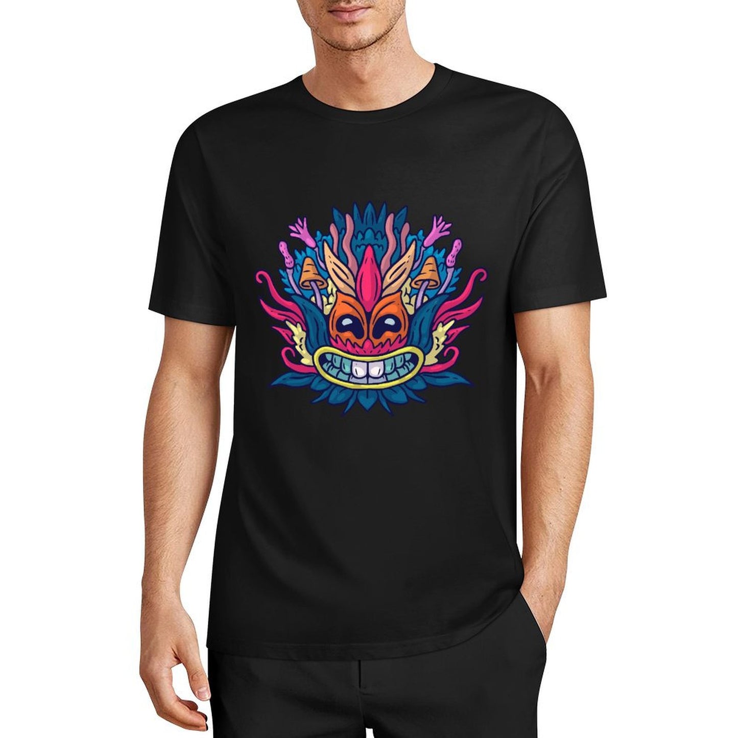 Model wearing Personalized T-Shirt Men. Custom Design Men's Tee.