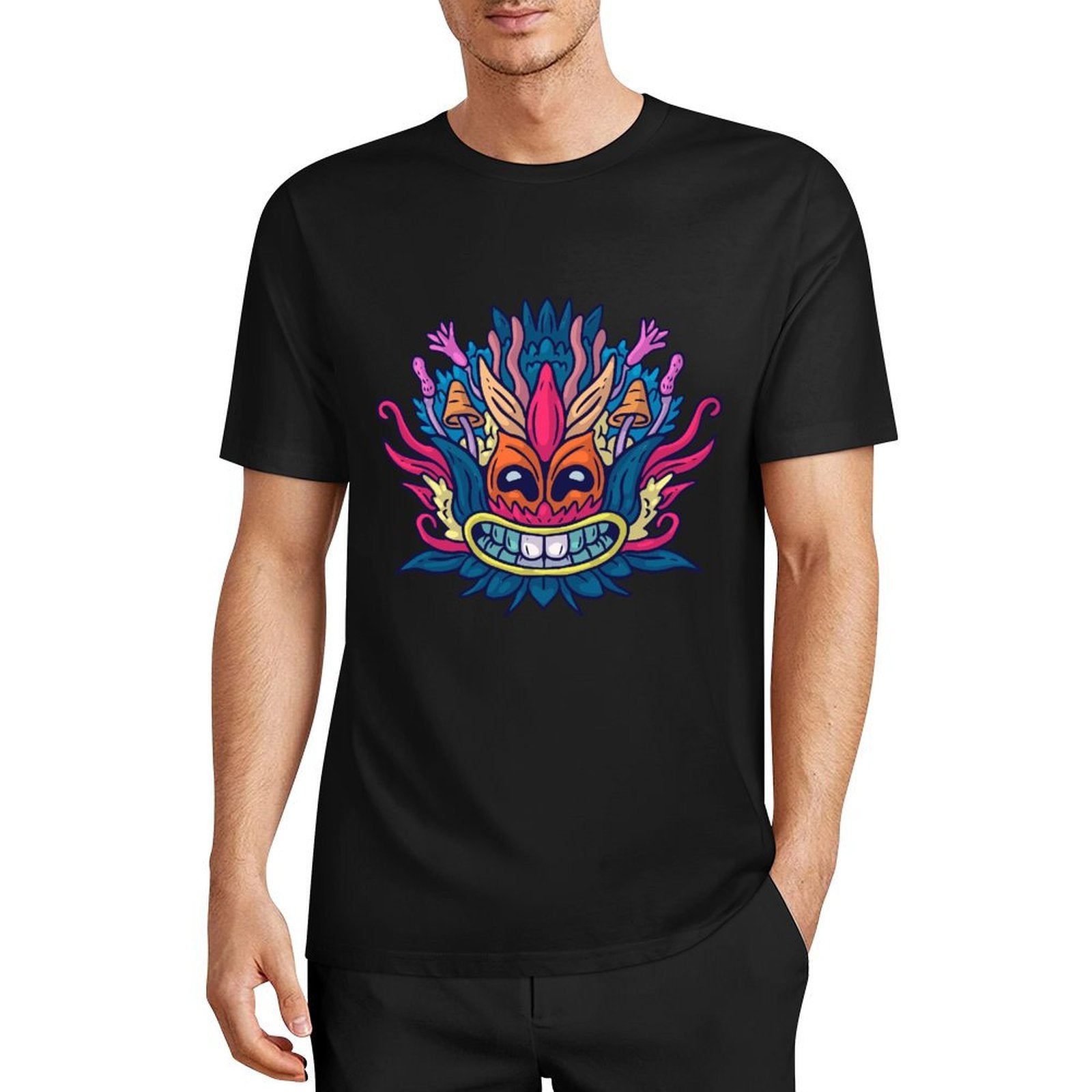 Model wearing Personalized T-Shirt Men. Custom Design Men's Tee.