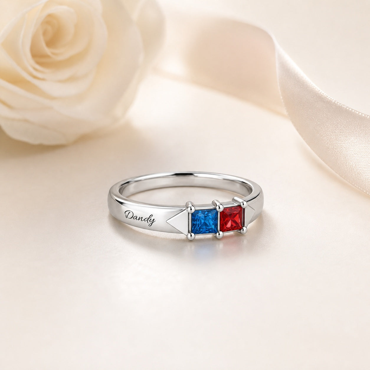 Custom custom-two-birthstone-name-ring scene view for person