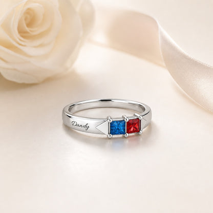 Custom custom-two-birthstone-name-ring scene view for person