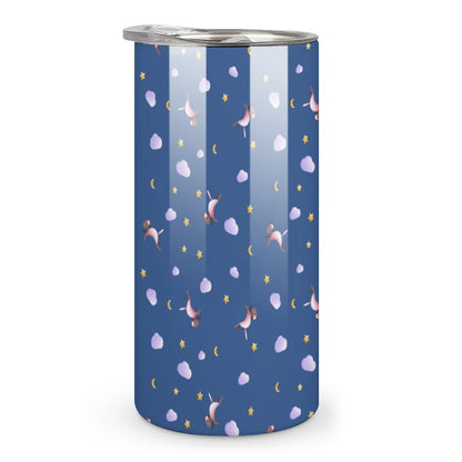 Personalized unicorn print vacuum insulated travel coffee mug.