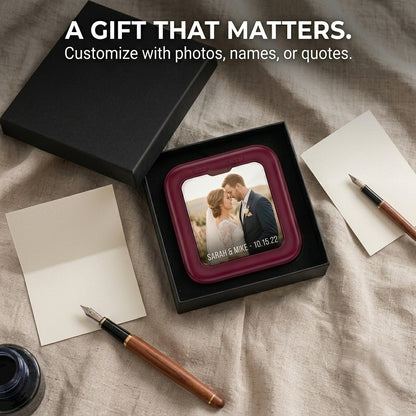 Personalized wedding photo power bank in a premium gift box.