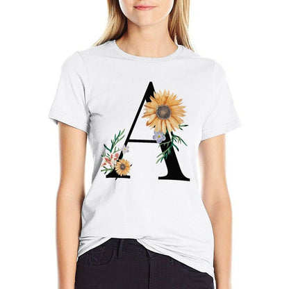 Personalized White T-Shirt Women model front. Custom Design Cotton Tee.