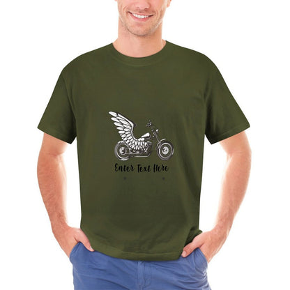 Personalized Winged Dad army green T-Shirt front with custom name and angel wings design.