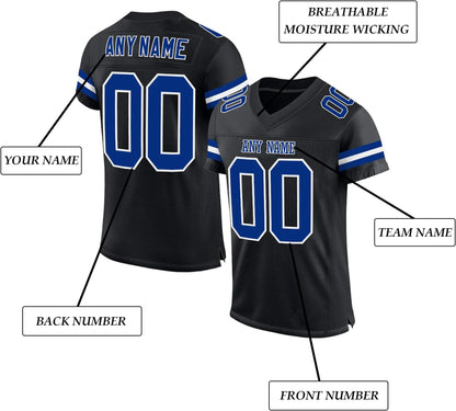 Personalized Women Football Jersey showing custom team name, numbers, and breathable fabric.