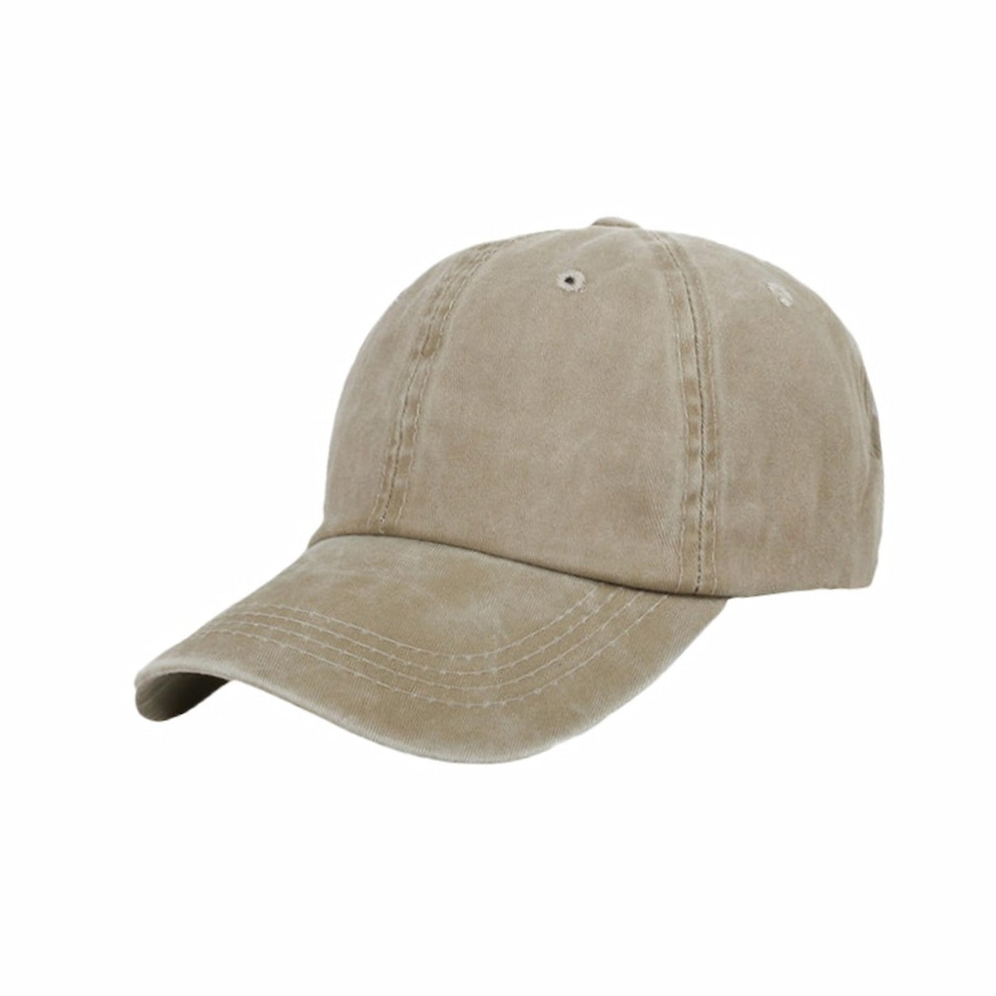 Custom khaki cotton dad hat; blank for logo embroidery. Perfect personalized cap for summer teams & branding.