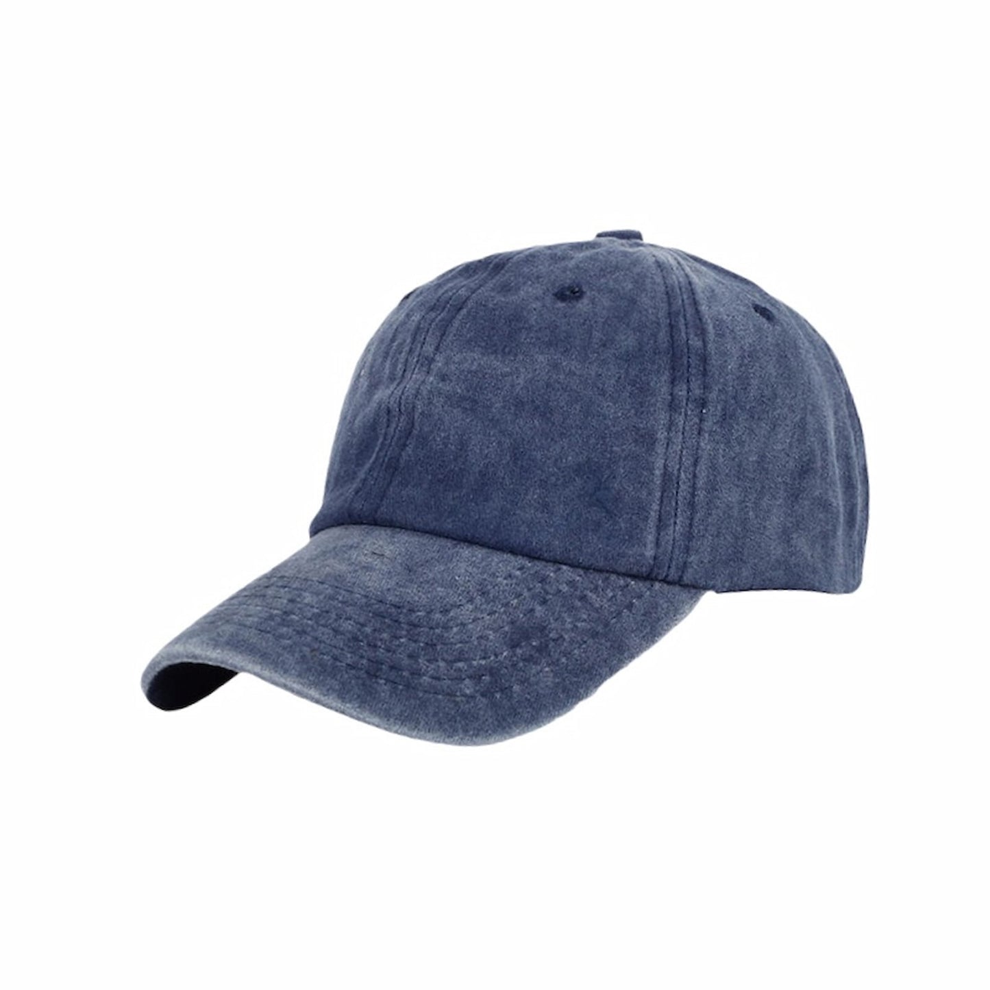 Custom navry blue cotton dad hat; blank for logo embroidery. Perfect personalized cap for summer teams & branding.