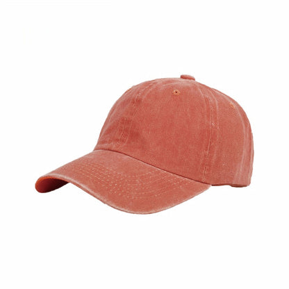 Custom orange red cotton dad hat; blank for logo embroidery. Perfect personalized cap for summer teams & branding.