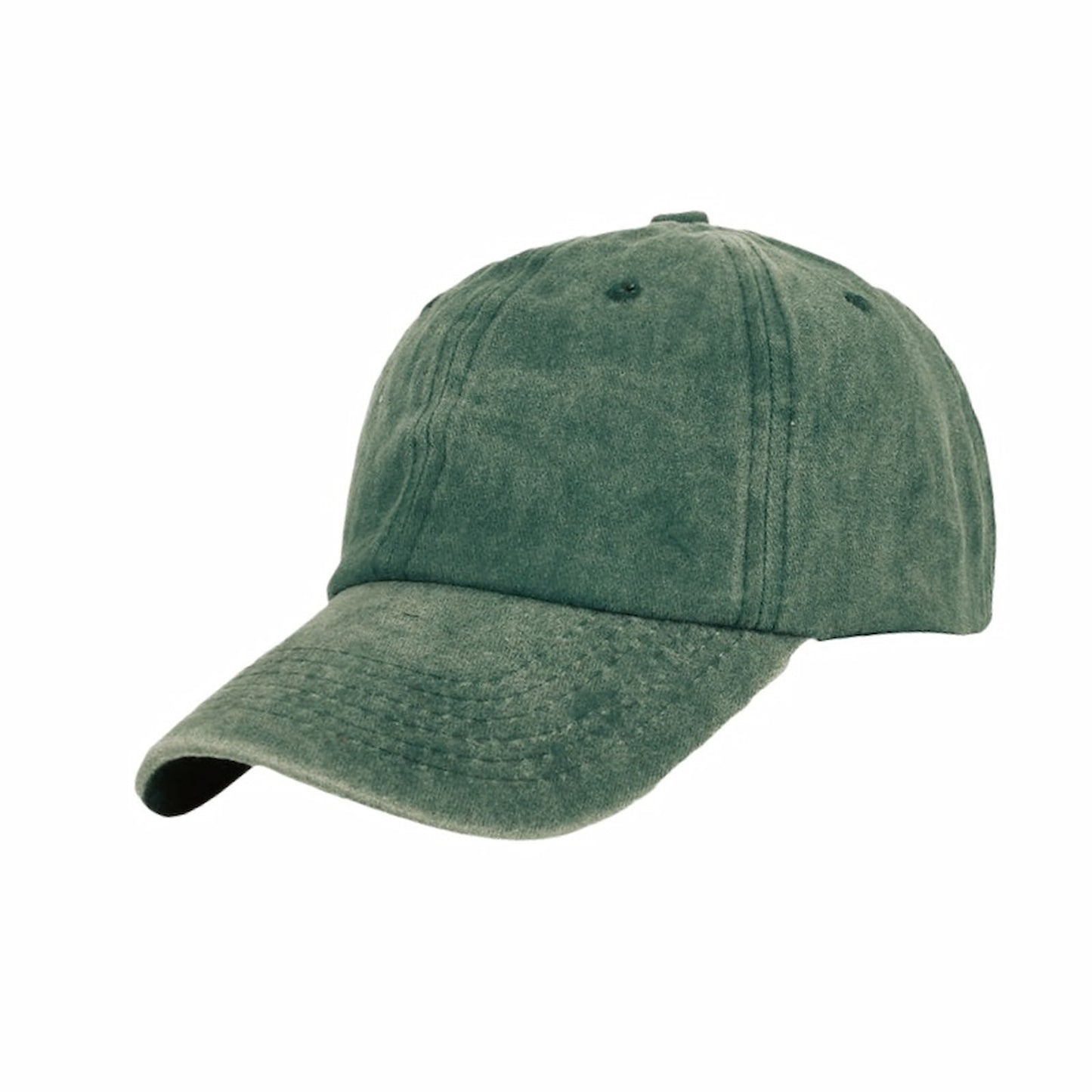 Custom dark green cotton dad hat; blank for logo embroidery. Perfect personalized cap for summer teams & branding.